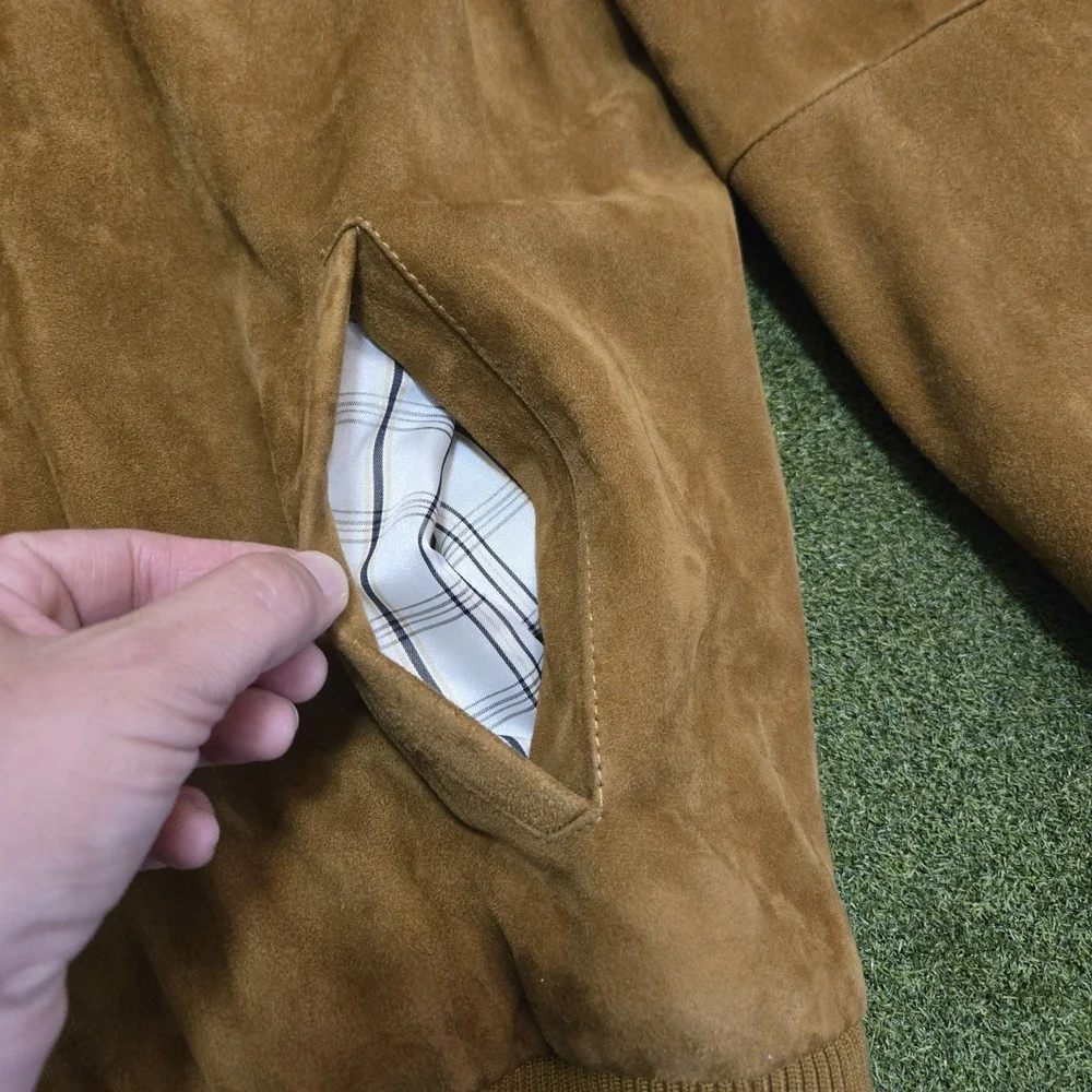 TOL & AR Leather Wear Jacket Men's Cognac Suede Size XS See Pic For Condition